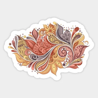 Paisley Garden Indian Style Print on White Sticker